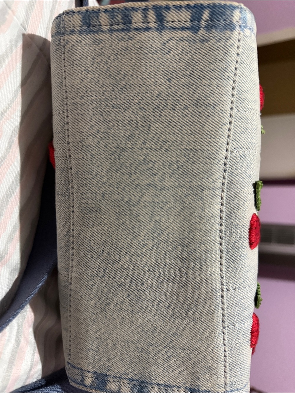Coach Denim Cherry Embroidered Tote - Picture 4 of 9